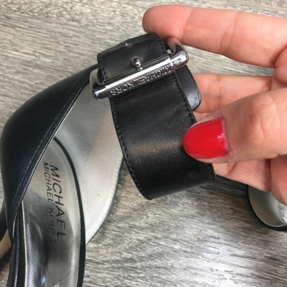 MICHAEL KORS Black Leather Zady Ankle Strap Heels - Picture 5 of 13